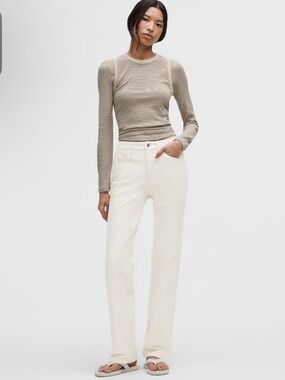 Lululemon NWT Easy Five mid rise straight light ivory